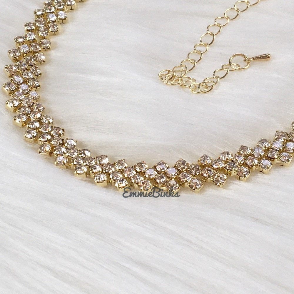 New Luxe Rhinestone Choker Necklace ~ Short Crystal Necklace - Picture 4 of 14